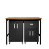 3-Piece Fortress Mobile Space-Saving Steel Garage Cabinet and Worktable 2.0 in Charcoal Grey