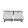 3-Piece Fortress Mobile Space-Saving Steel Garage Cabinet and Worktable 2.0 in White MHC-15GMC-WH