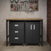 3-Piece Fortress Mobile Space-Saving Steel Garage Cabinet and Worktable 3.0 in Charcoal Grey