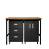 3-Piece Fortress Mobile Space-Saving Steel Garage Cabinet and Worktable 3.0 in Charcoal Grey
