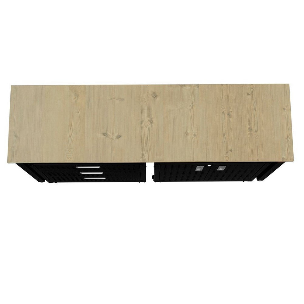 3-Piece Fortress Mobile Space-Saving Steel Garage Cabinet and Worktable 3.0 in Charcoal Grey MHC-16GMC-CH