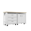 3-Piece Fortress Mobile Space-Saving Steel Garage Cabinet and Worktable 3.0 in White MHC-16GMC-WH