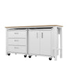 3-Piece Fortress Mobile Space-Saving Steel Garage Cabinet and Worktable 3.0 in White MHC-16GMC-WH