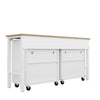 3-Piece Fortress Mobile Space-Saving Steel Garage Cabinet and Worktable 3.0 in White MHC-16GMC-WH