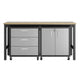 3-Piece Fortress Mobile Space-Saving Steel Garage Cabinet and Worktable 3.0 in Grey