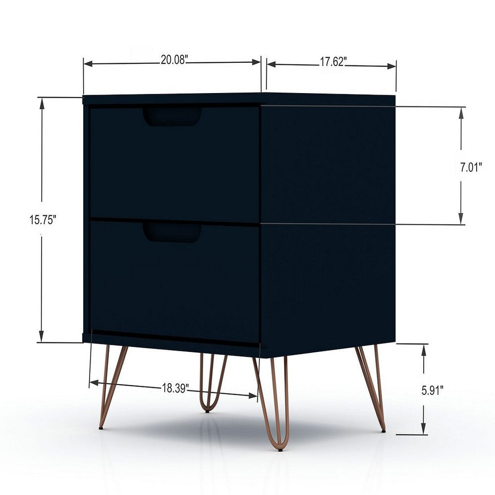 Rockefeller 3-Piece Tatiana Midnight Blue Dresser and Nightstand Set MHC-177GMC4