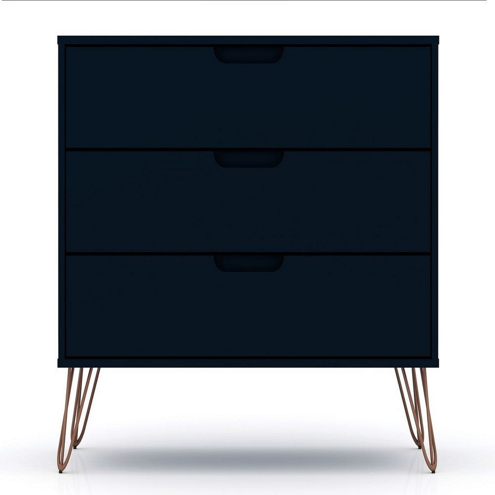 Rockefeller 3-Piece Tatiana Midnight Blue Dresser and Nightstand Set MHC-177GMC4