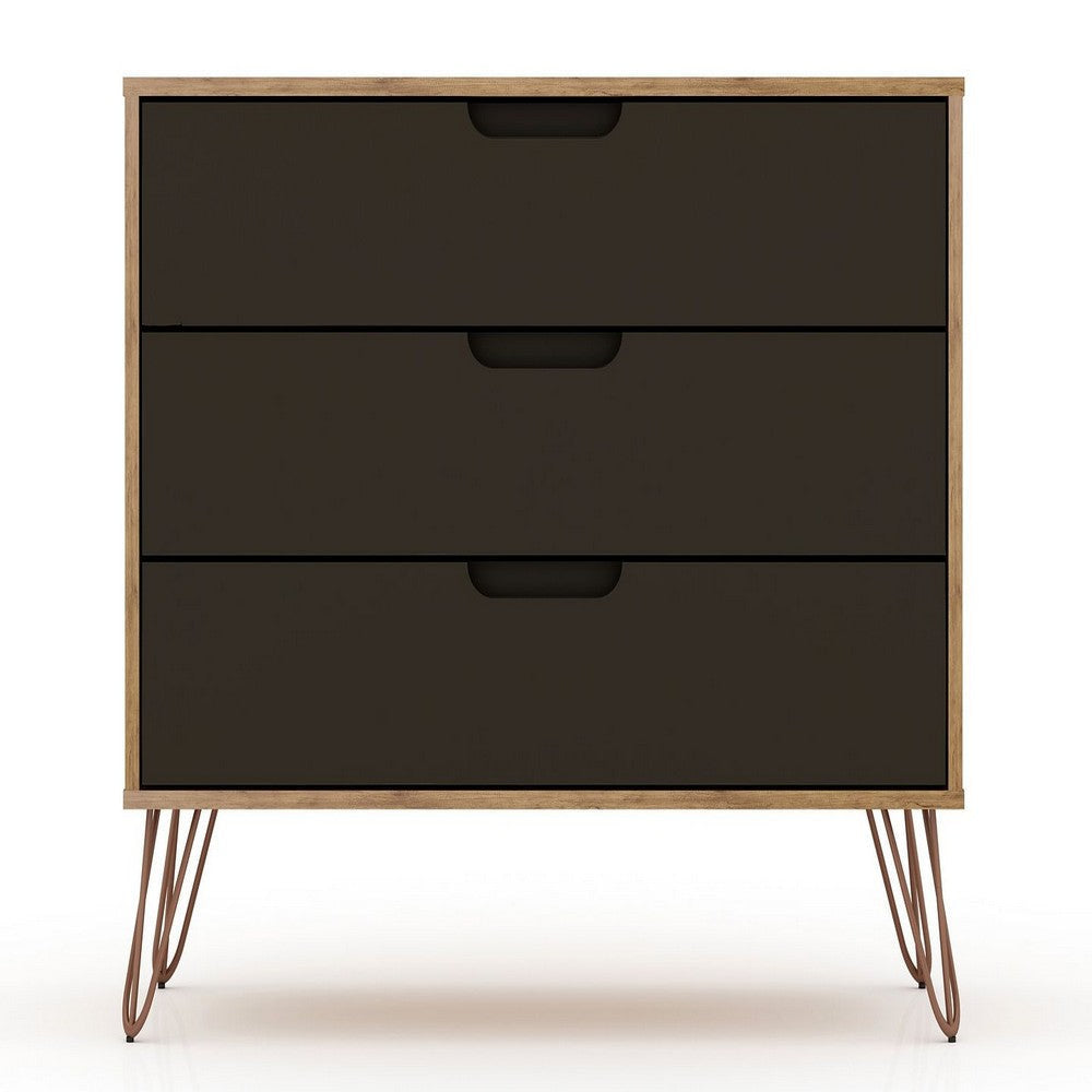 Rockefeller 3-Piece Nature and Textured Grey Dresser and Nightstand Set MHC-177GMC7