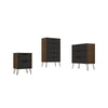 Rockefeller 3-Piece Nature and Textured Grey Dresser and Nightstand Set
