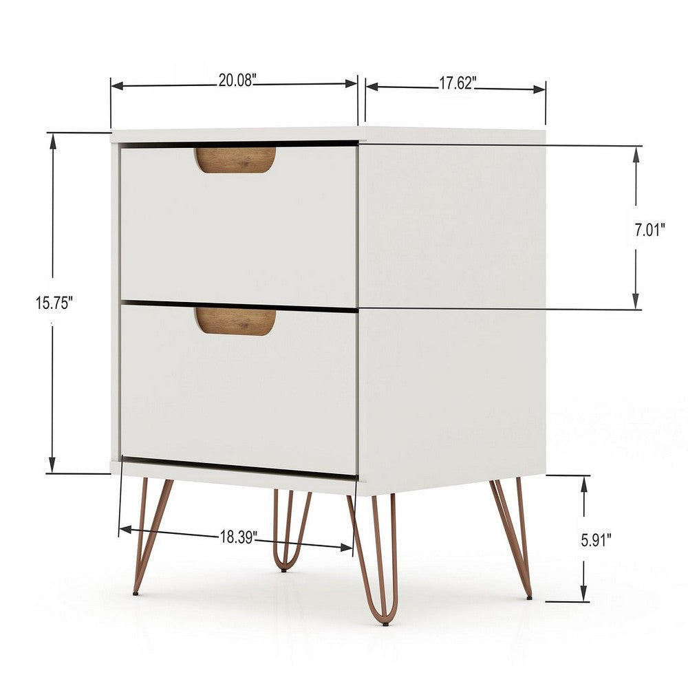 Rockefeller 3-Piece Off White and Nature Dresser and Nightstand Set MHC-178GMC3