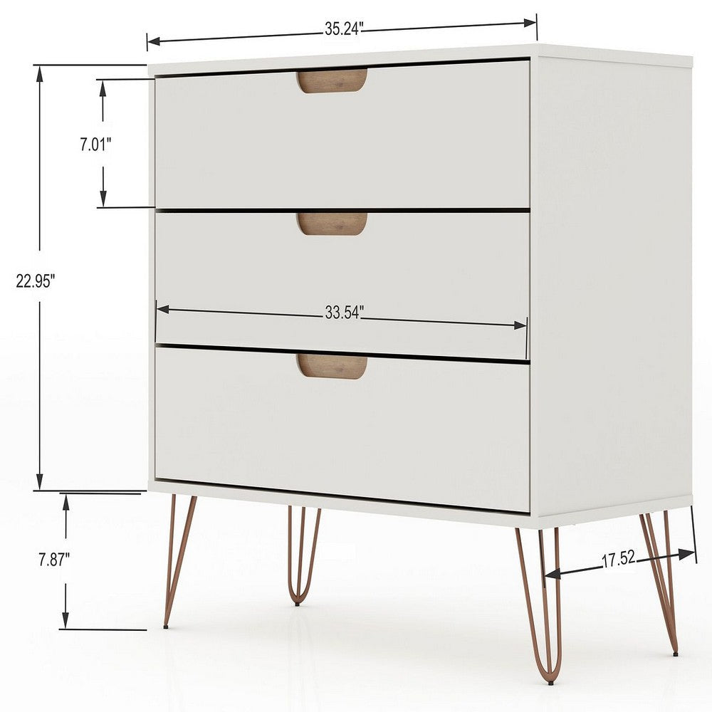 Rockefeller 3-Piece Off White and Nature Dresser and Nightstand Set MHC-178GMC3