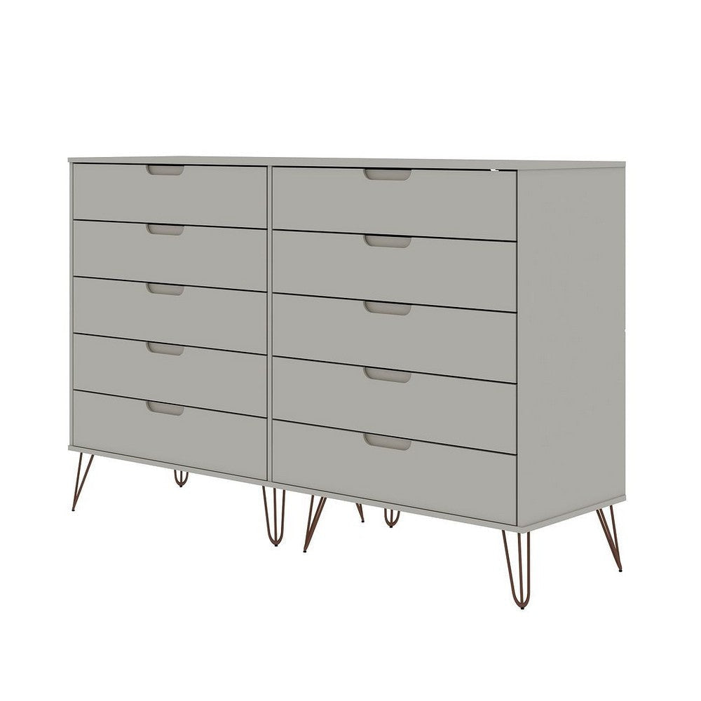 Rockefeller 3-Piece Off White and Nature Dresser and Nightstand Set MHC-178GMC3