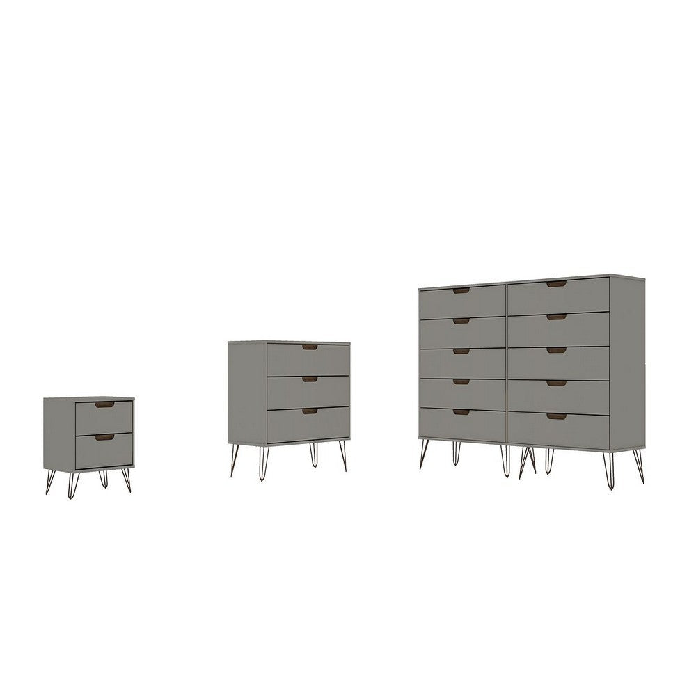 Rockefeller 3-Piece Off White and Nature Dresser and Nightstand Set