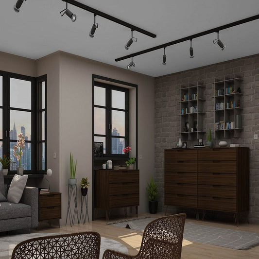 Rockefeller 3-Piece Brown Dresser and Nightstand Set