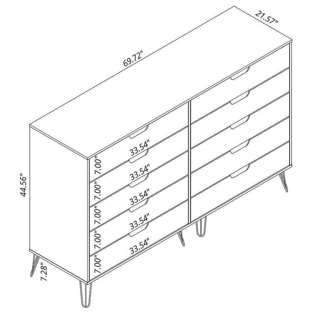 Rockefeller 3-Piece Nature and Rose Pink Dresser and Nightstand Set MHC-178GMC6