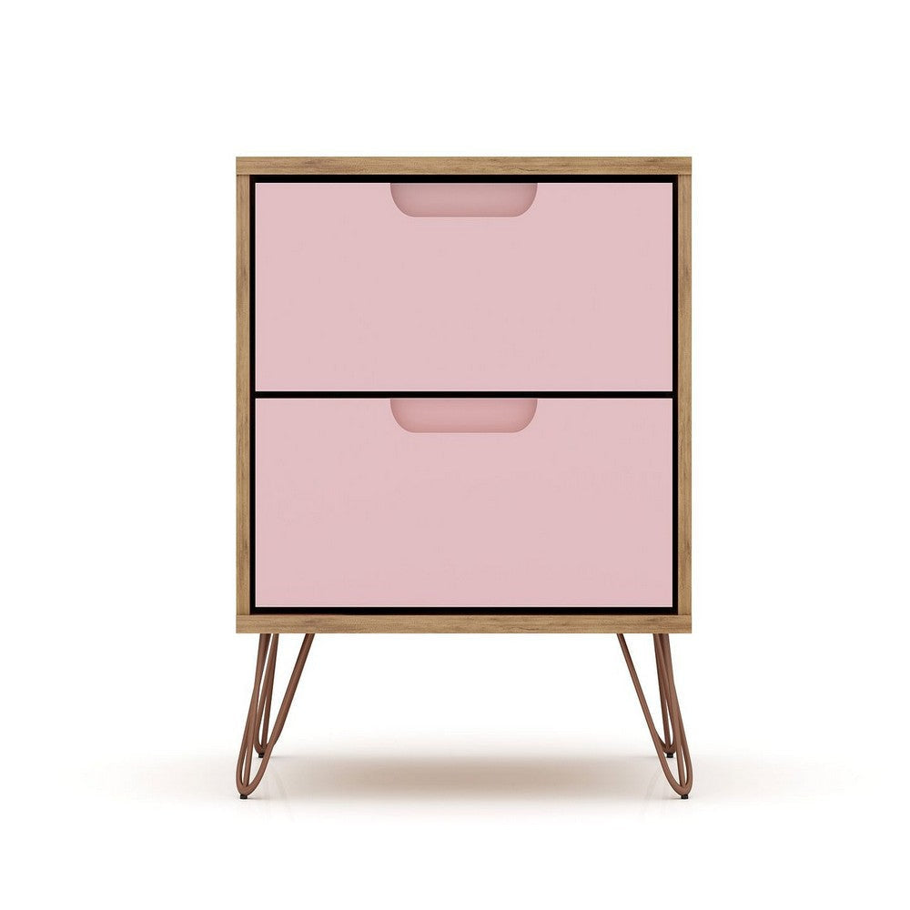 Rockefeller 3-Piece Nature and Rose Pink Dresser and Nightstand Set MHC-178GMC6