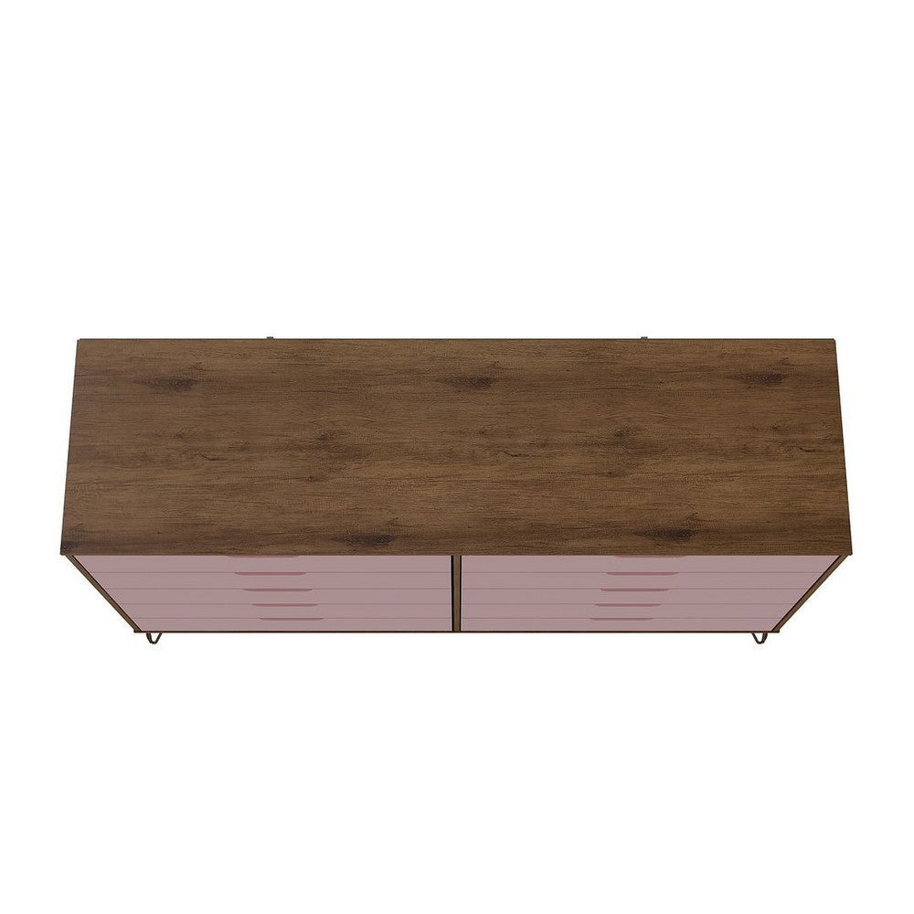 Rockefeller 3-Piece Nature and Rose Pink Dresser and Nightstand Set MHC-178GMC6