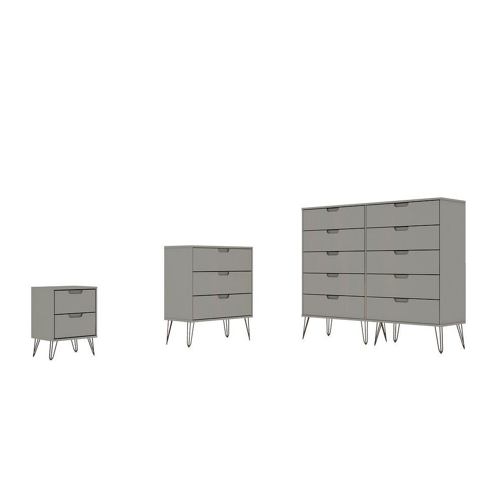 Rockefeller 3-Piece Off White Dresser and Nightstand Set
