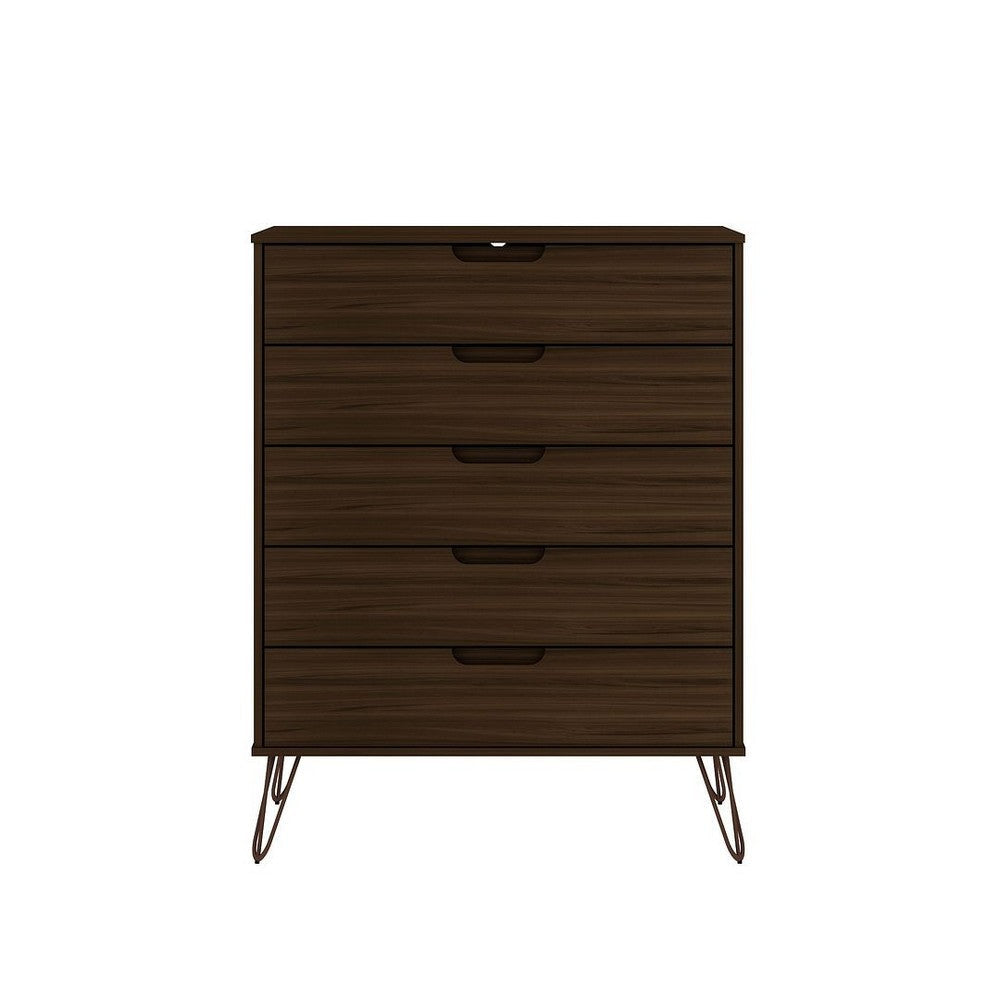 Rockefeller Brown 5-Drawer Dresser and 2-Drawer Nightstand Set MHC-179GMC5