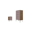 Rockefeller Nature and Rose Pink 5-Drawer Dresser and 2-Drawer Nightstand Set