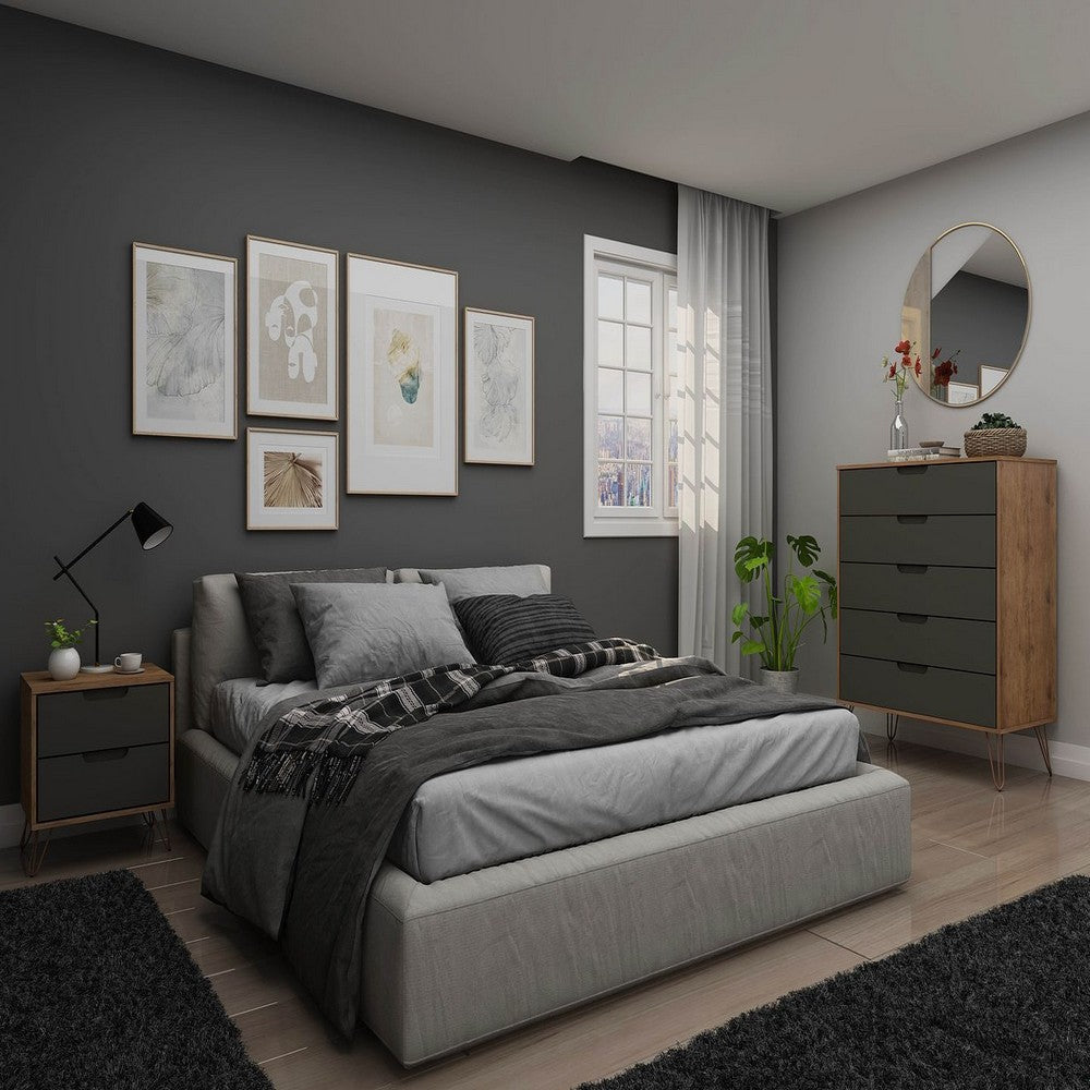 Rockefeller Nature and Texture Grey 5-Drawer Dresser and 2-Drawer Nightstand Set