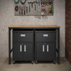 3-Piece Fortress Mobile Space-Saving Steel Garage Cabinet and Worktable 4.0 in Charcoal Grey