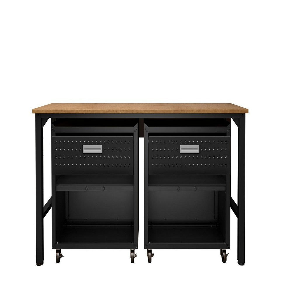 3-Piece Fortress Mobile Space-Saving Steel Garage Cabinet and Worktable 4.0 in Charcoal Grey MHC-17GMC-CH