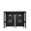 3-Piece Fortress Mobile Space-Saving Steel Garage Cabinet and Worktable 4.0 in Charcoal Grey