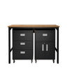 3-Piece Fortress Mobile Space-Saving Steel Garage Cabinet and Worktable 5.0 in Charcoal Grey