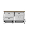 3-Piece Fortress Mobile Space-Saving Steel Garage Cabinet and Worktable 5.0 in White MHC-18GMC-WH