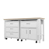 3-Piece Fortress Mobile Space-Saving Steel Garage Cabinet and Worktable 5.0 in White MHC-18GMC-WH