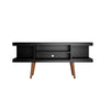 Utopia 53.14" TV Stand with Splayed Wooden Legs and 4 Shelves in Black