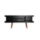 Utopia 53.14" TV Stand with Splayed Wooden Legs and 4 Shelves in Black
