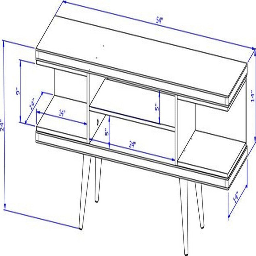 Utopia 53.14’’ TV Stand with Splayed Wooden Legs and 4 Shelves in Black MHC-19653