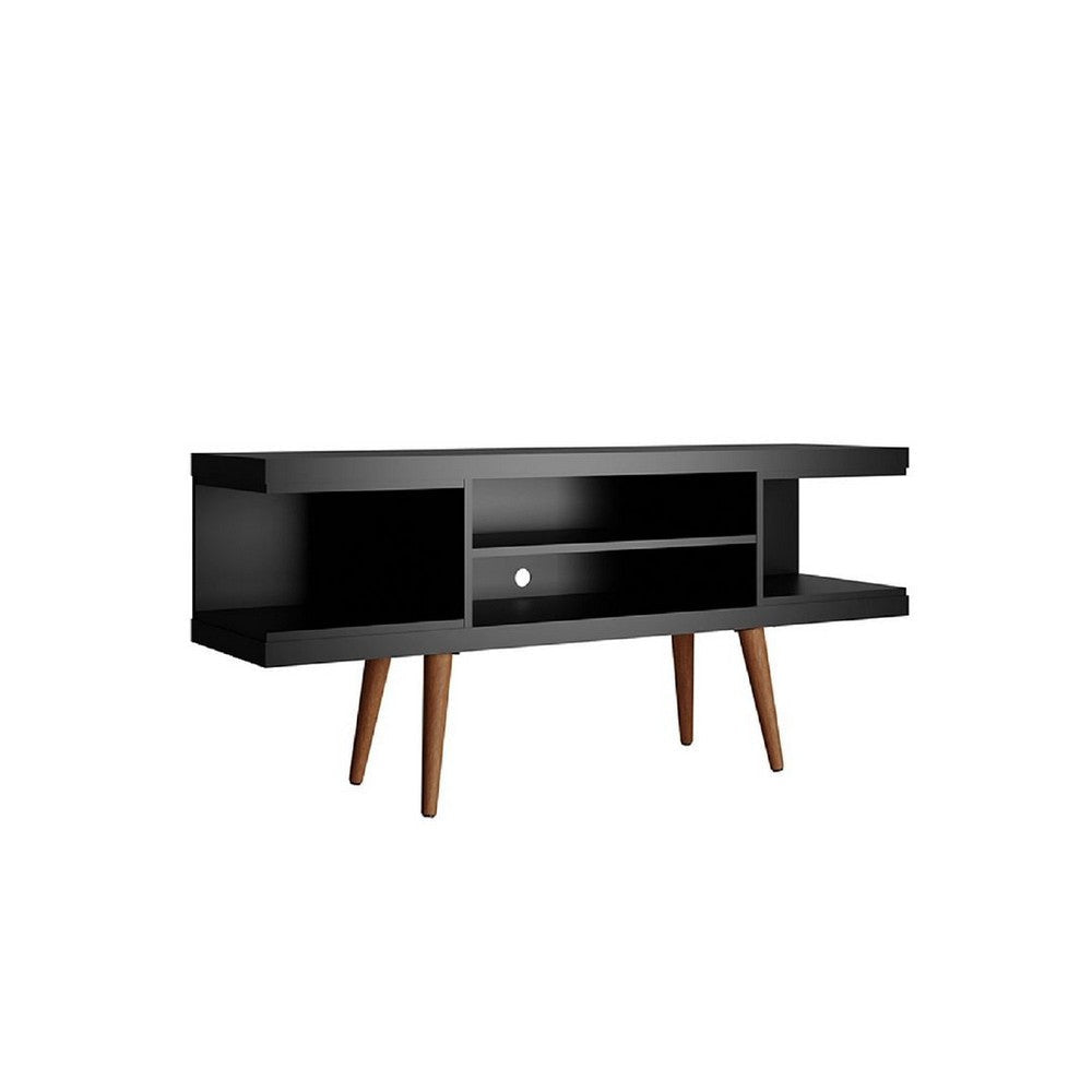 Utopia 53.14’’ TV Stand with Splayed Wooden Legs and 4 Shelves in Black MHC-19653