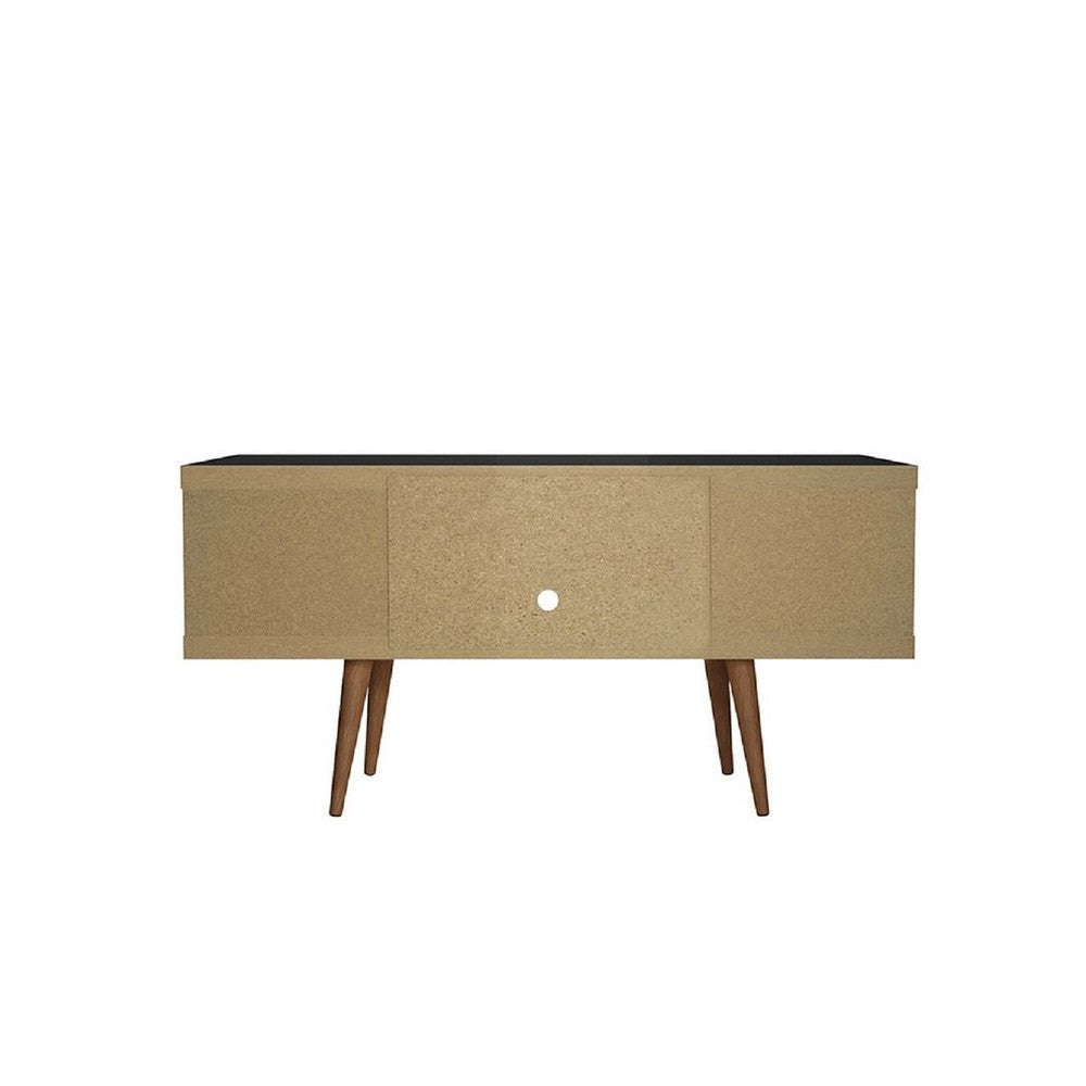 Utopia 53.14’’ TV Stand with Splayed Wooden Legs and 4 Shelves in Black MHC-19653