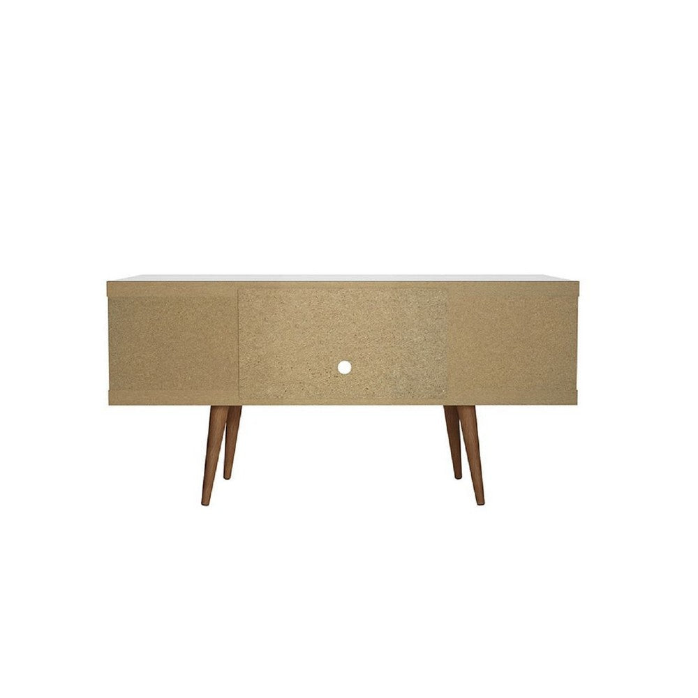 Utopia 53.14’’ TV Stand with Splayed Wooden Legs and 4 Shelves in White MHC-19654