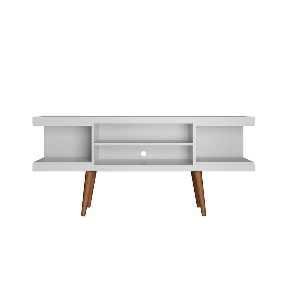 Utopia 53.14" TV Stand with Splayed Wooden Legs and 4 Shelves in White