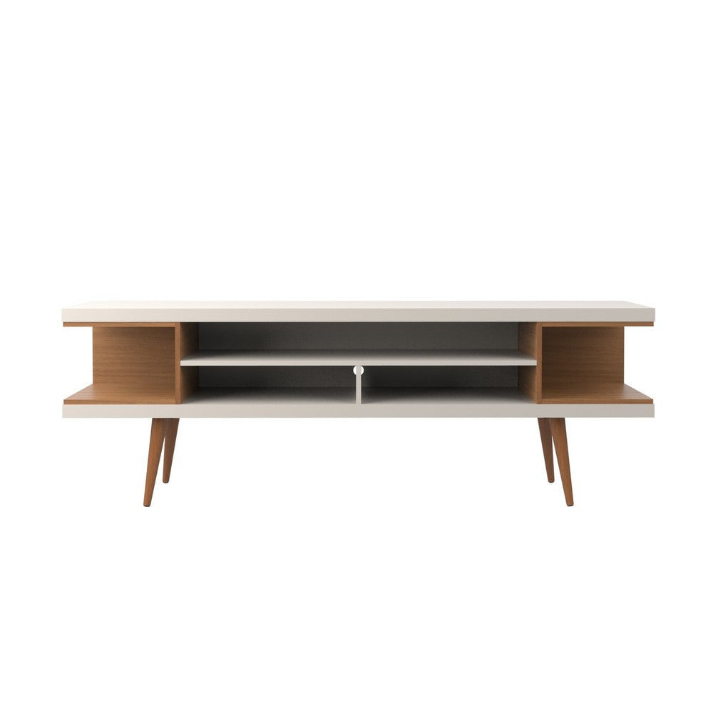 Utopia 70.47" TV Stand with Splayed Wooden Legs and 4 Shelves and Maple Cream