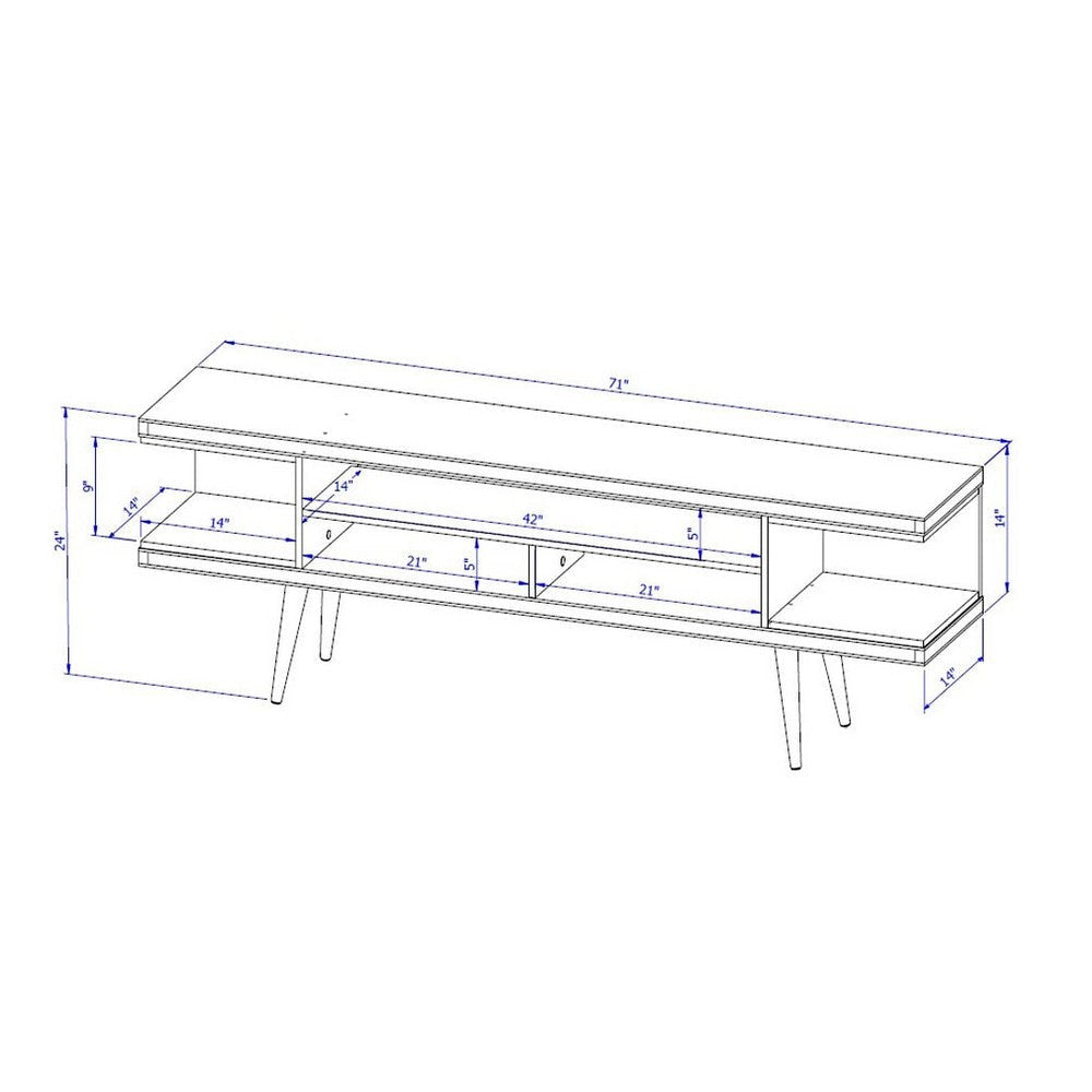 Utopia 70.47’’ TV Stand with Splayed Wooden Legs and 4 Shelves in Black MHC-19753