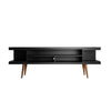 Utopia 70.47" TV Stand with Splayed Wooden Legs and 4 Shelves in Black