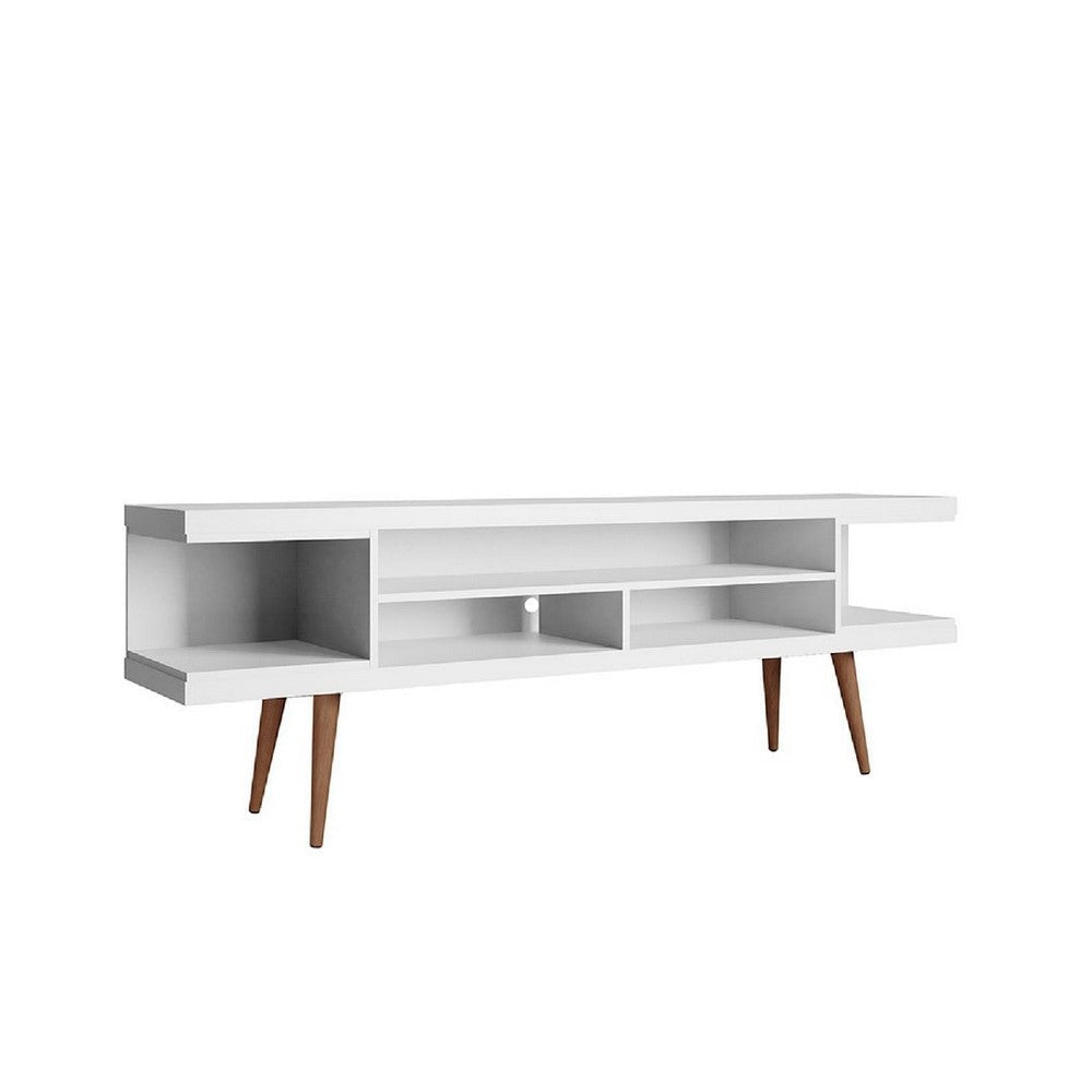 Utopia 70.47’’ TV Stand with Splayed Wooden Legs and 4 Shelves in White MHC-19754