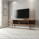 Utopia 70.47" TV Stand with Splayed Wooden Legs and 4 Shelves in Maple Cream