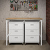 3-Piece Fortress Mobile Space-Saving Steel Garage Cabinet Chests and Worktable 6.0 in White