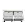 3-Piece Fortress Mobile Space-Saving Steel Garage Cabinet Chests and Worktable 6.0 in White MHC-19GMC-WH