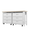 3-Piece Fortress Mobile Space-Saving Steel Garage Cabinet Chests and Worktable 6.0 in White MHC-19GMC-WH
