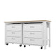 3-Piece Fortress Mobile Space-Saving Steel Garage Cabinet Chests and Worktable 6.0 in White MHC-19GMC-WH