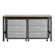 3-Piece Fortress Mobile Space-Saving Steel Garage Cabinet and Worktable 6.0 in Grey