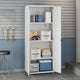 Fortress Textured Metal 75.4’’ Garage Cabinet with 4 Adjustable Shelves in White MHC-1GMCF-WH