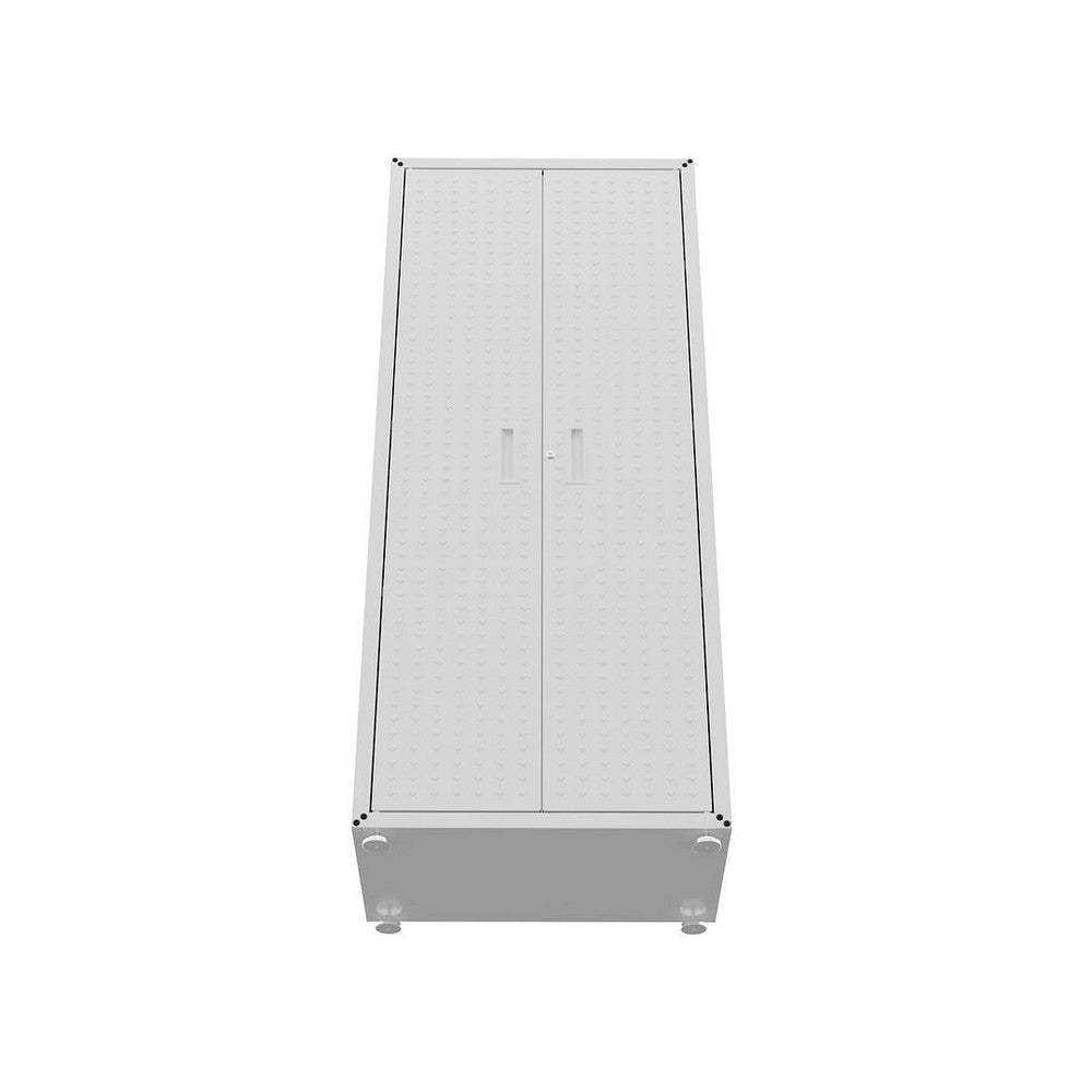 Fortress Textured Metal 75.4’’ Garage Cabinet with 4 Adjustable Shelves in White MHC-1GMCF-WH